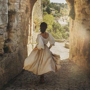 TABLIER JUPE JAMIE BECK X LUXE PROVENCE IN SESAME LINEN